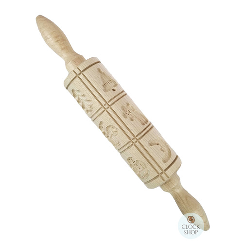 Springerle Rolling Pin- 12 Designs (Christmas A) image
