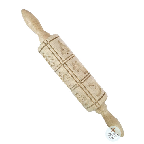 Springerle Rolling Pin- 12 Designs (Christmas A)