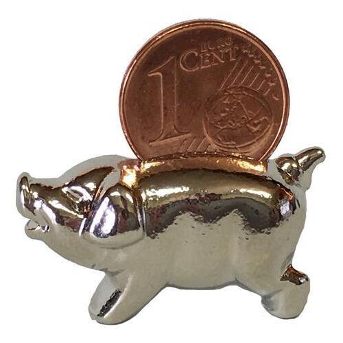 Silver Lucky Pig With Coin