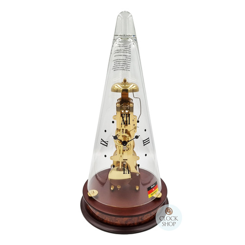 35cm Mahogany Mechanical Skeleton Table Clock With Glass Dome & Bell Strike By HERMLE image