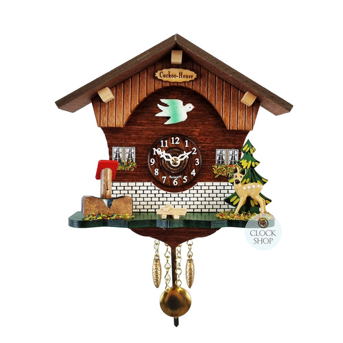 Forest Cabin Battery Chalet Kuckulino With Deer 15cm By TRENKLE