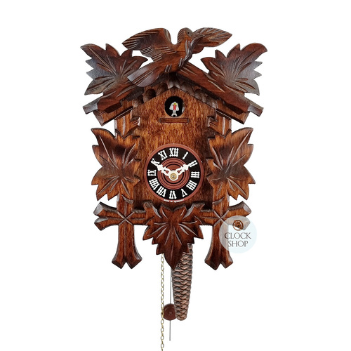 5 Leaf & Bird 1/4 Hour 1 Day Mechanical Carved Cuckoo Clock 25cm By TRENKLE image