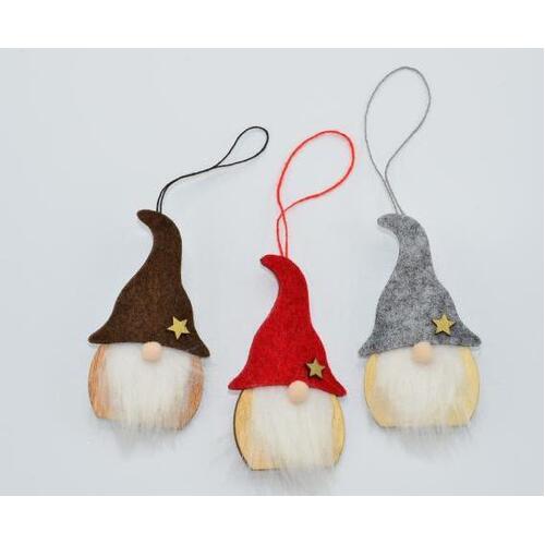 Gnome Head With Beard And Hat Christmas Tree Decoration 9cm