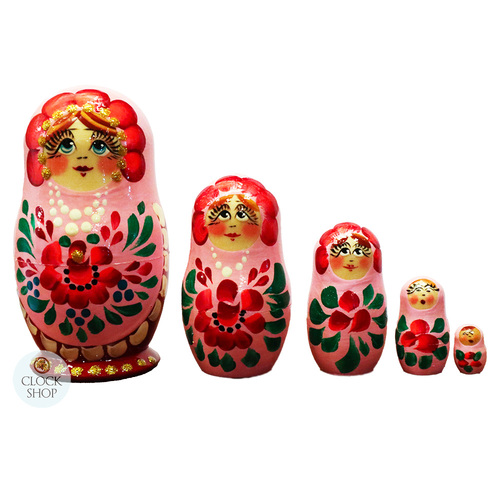 Floral Russian Dolls- Pink 10cm (Set Of 5)