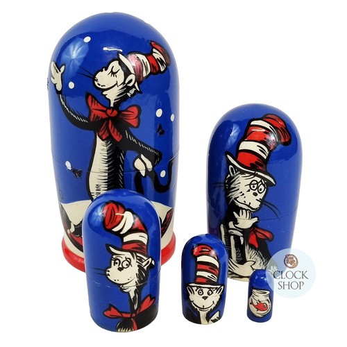 Cat In The Hat Russian Nesting Dolls Light Blue Small 5 Set 11cm