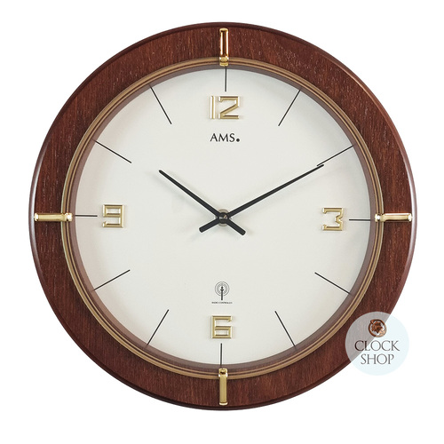 29cm Walnut Round Wall Clock By AMS image