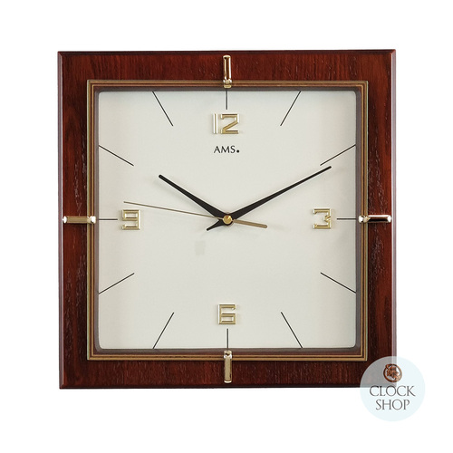29cm Walnut Square Wall Clock By AMS image