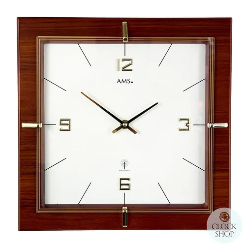 29cm Walnut Square Wall Clock By AMS image