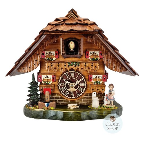 Girl & Geese Battery Chalet Table Cuckoo Clock 22cm By TRENKLE