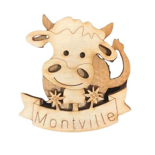 Montville Cow Wooden Fridge Magnet 