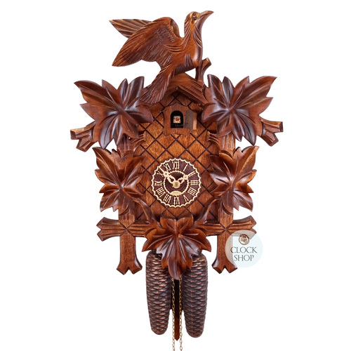 5 Leaf & Bird 8 Day Mechanical Carved Cuckoo Clock 40cm By TRENKLE