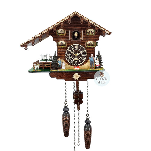 Heidi House Battery Chalet Cuckoo Clock With Moving Goats 22cm By TRENKLE