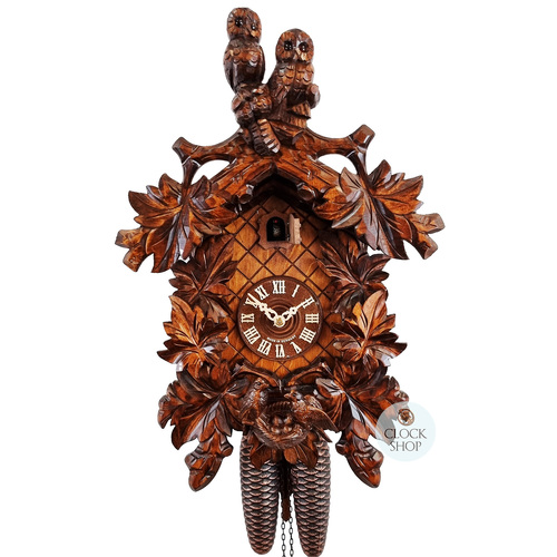 Owls 8 Day Mechanical Carved Cuckoo Clock 46cm By SCHWER