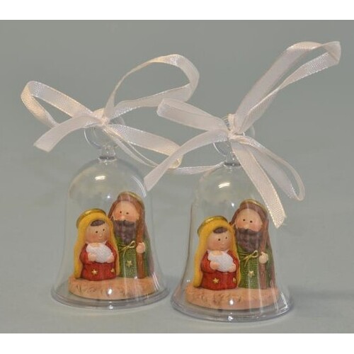 Nativity In Glass Bell Christmas Tree Decoration 9cm