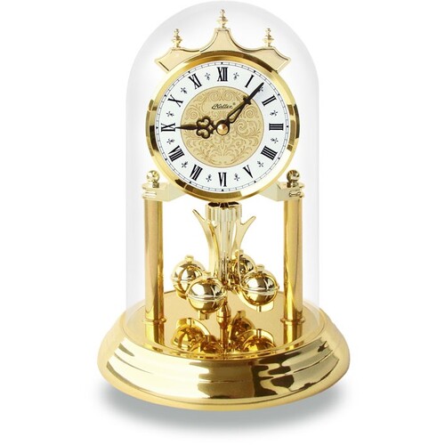 23cm Gold Anniversary Clock With Ornamental Dial & Westminster Chime By HALLER