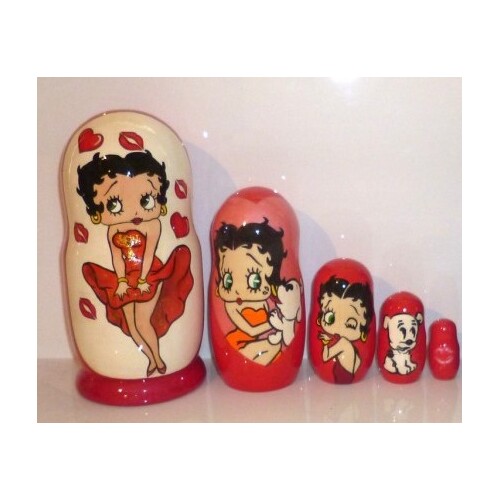 Betty Boop Russian Nesting Dolls Red Small 5 Set 11cm