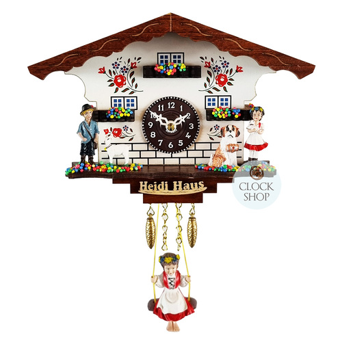 Heidi House Battery Chalet Clock With Swinging Doll 12cm By TRENKLE image
