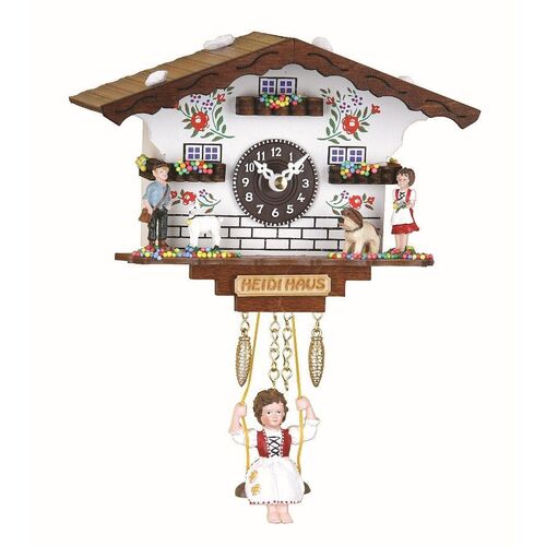 Heidi House Battery Chalet Clock With Swinging Doll 12cm By TRENKLE