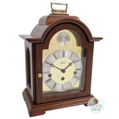 30cm Walnut Mechanical Table Clock With Westminster Chime By AMS