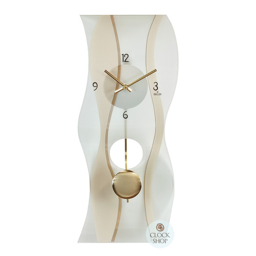 60cm Gold & Curved Glass Pendulum Wall Clock By AMS