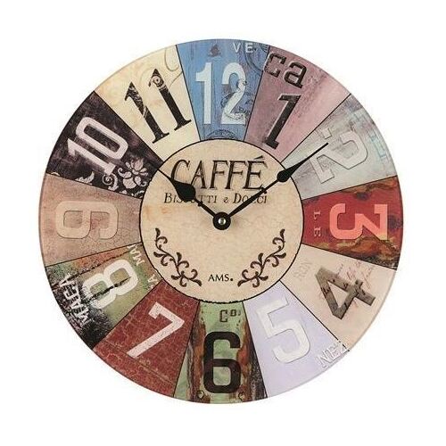35cm Multi Coloured Caffe Round Wall Clock By AMS