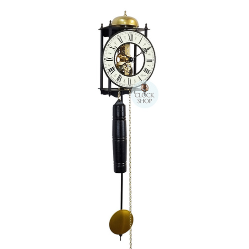 62cm Black & Brass Mechanical Skeleton Wall Clock With Bell Strike By HERMLE  image