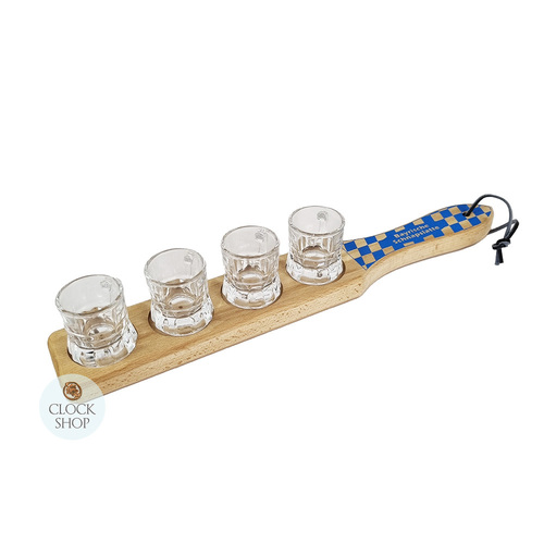 Schnapps Board With 4 Glasses- Bavarian Themed