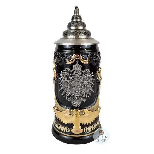Deutschland Beer Stein With Pewter Eagle & Gold Eagle Handle 0.4L By KING