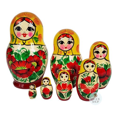 Kirov Russian Dolls- Yellow Scarf & Red Dress 15cm (Set Of 7) image