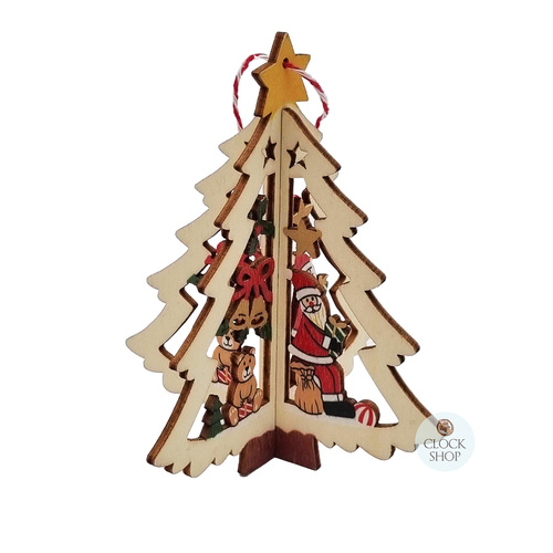 11cm Wooden 3D Tree Hanging Decoration- Assorted Designs