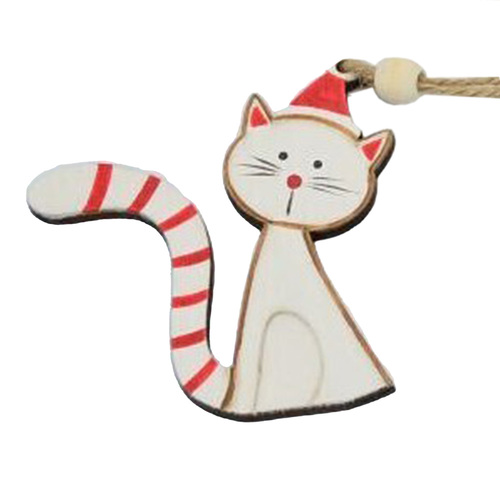 7cm Cat In Santa Hat Hanging Decoration image