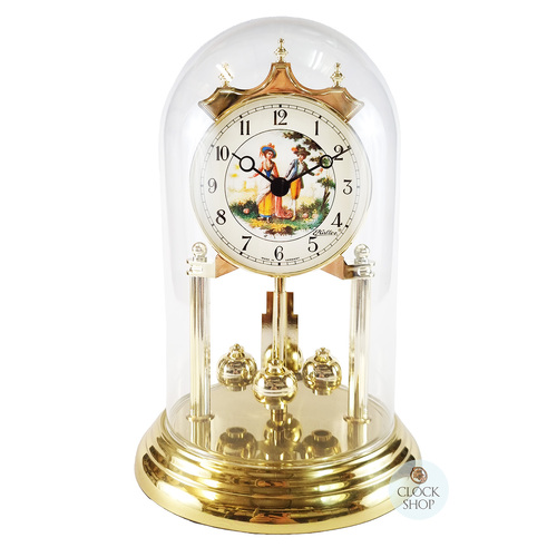 23cm Gold Anniversary Clock With Victorian Era Painting By HALLER
