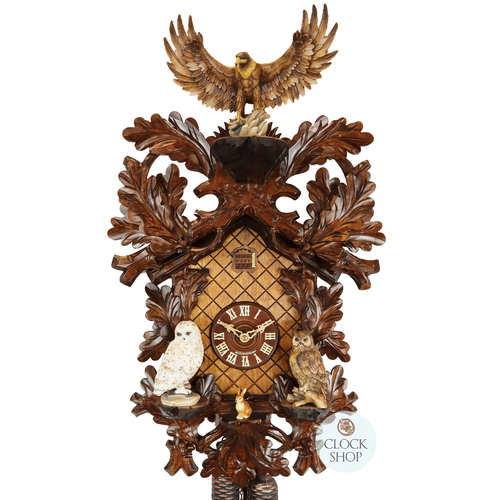 Eagle & Owls 8 Day Mechanical Carved Cuckoo Clock 62cm By SCHWER
