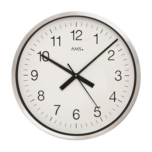 60cm Silver & White Round Wall Clock By AMS