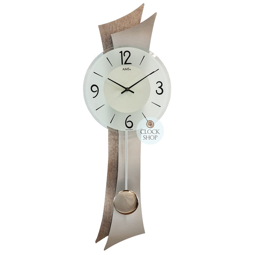 70cm Silver & Grey Pendulum Wall Clock With Round Dial By AMS