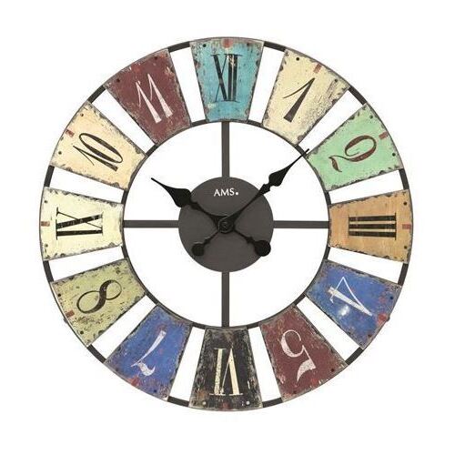 50cm Multi Coloured Round Metal Wall Clock By AMS