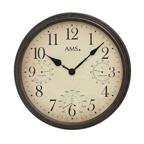 42cm Indoor / Outdoor Round Wall Clock With Weather Dials By AMS
