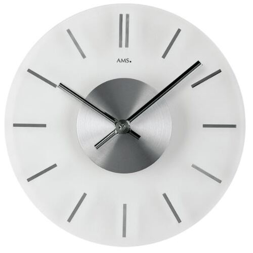 30cm Frosted Glass & Aluminium Round Wall Clock By AMS  image