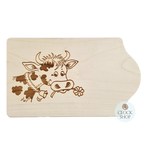 Cutting Board With Cow Eating Flower