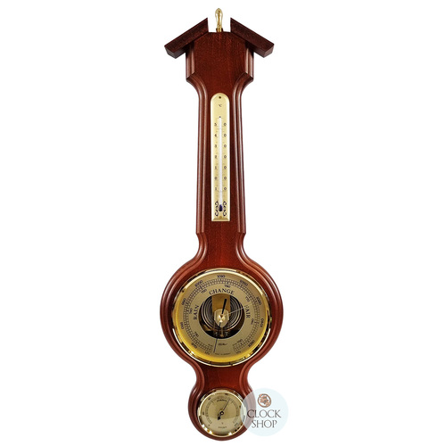 55cm Cherry Traditional Weather Station With Barometer, Thermometer & Hygrometer By FISCHER