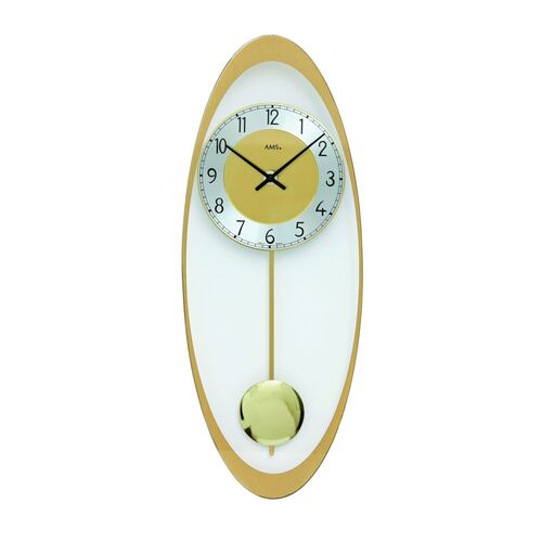 50cm Gold Oblong Pendulum Wall Clock By AMS