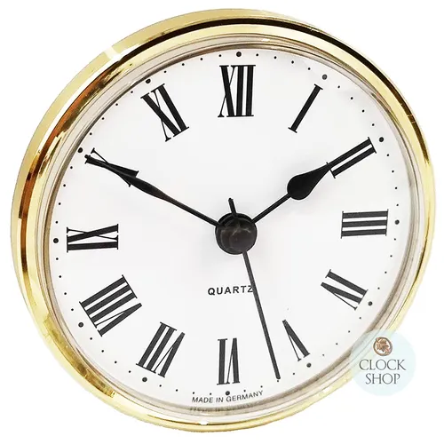 7.2cm Gold Clock Insert With White Dial & Roman Numerals image