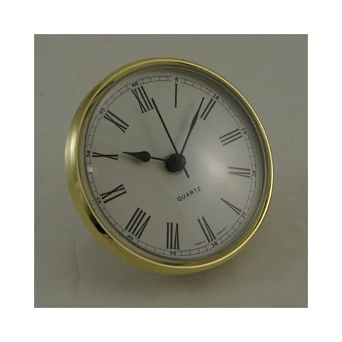 8.5cm Gold Clock Insert With White Dial & Roman Numerals image