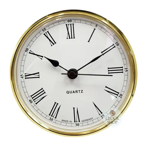 8.5cm Gold Clock Insert With White Dial & Roman Numerals image