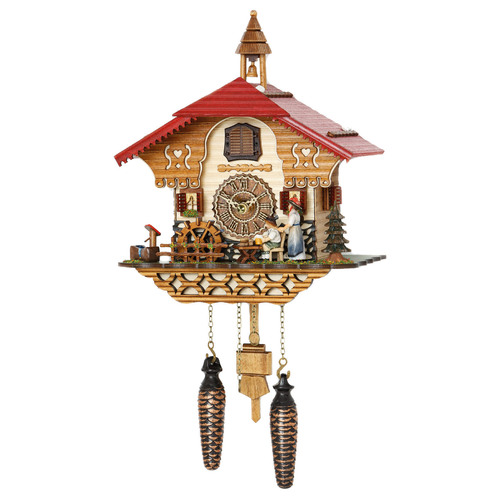 Beer Drinker & Lady With Rolling Pin Battery Chalet Cuckoo Clock 29cm By TRENKLE