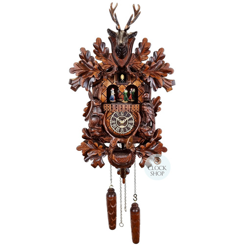 Before The Hunt Battery Carved Cuckoo Clock With Dancers 44cm By TRENKLE image