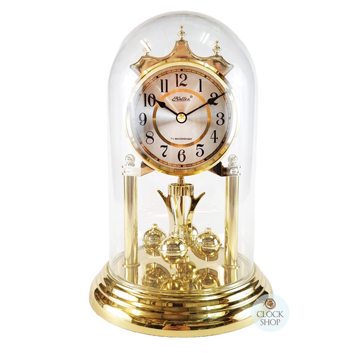 23cm Gold Anniversary Clock With Silver Dial & Westminster Chime By HALLER image