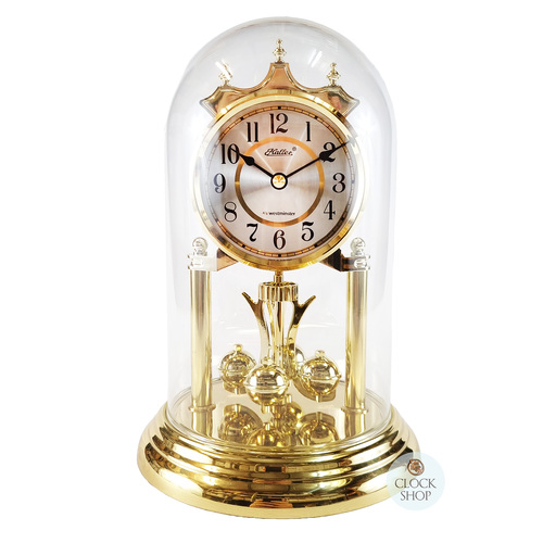 23cm Gold Anniversary Clock With Silver Dial & Westminster Chime By HALLER