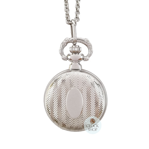23mm Rhodium Womens Pendant Watch With Zig Zag Pattern By CLASSIQUE (Roman) image