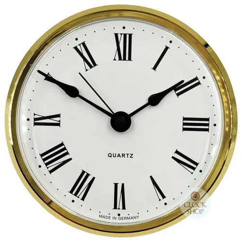 10.3cm Gold Clock Insert With White Dial & Roman Numerals image